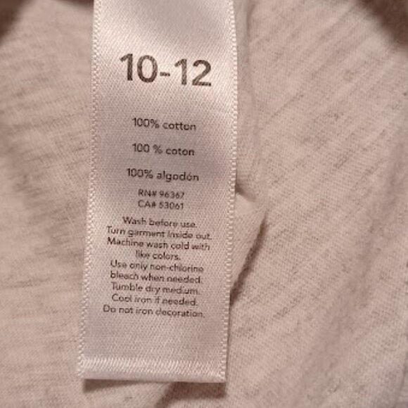 OshKosh B'gosh Girls size 10/12 Top, light gray 3/4 sleeve w/multi-color heart - Picture 4 of 7